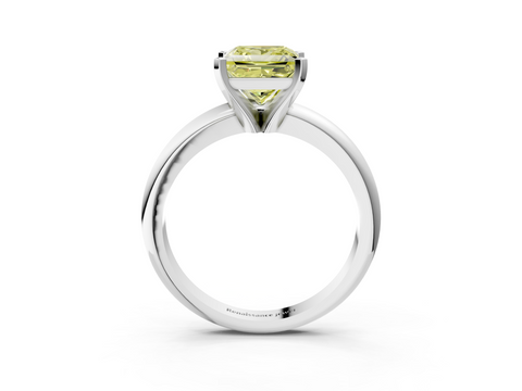 White gold Fancy Yellow Princess  Cut Solitaire Engagement Ring with Round Band and Four-Prong Setting_3