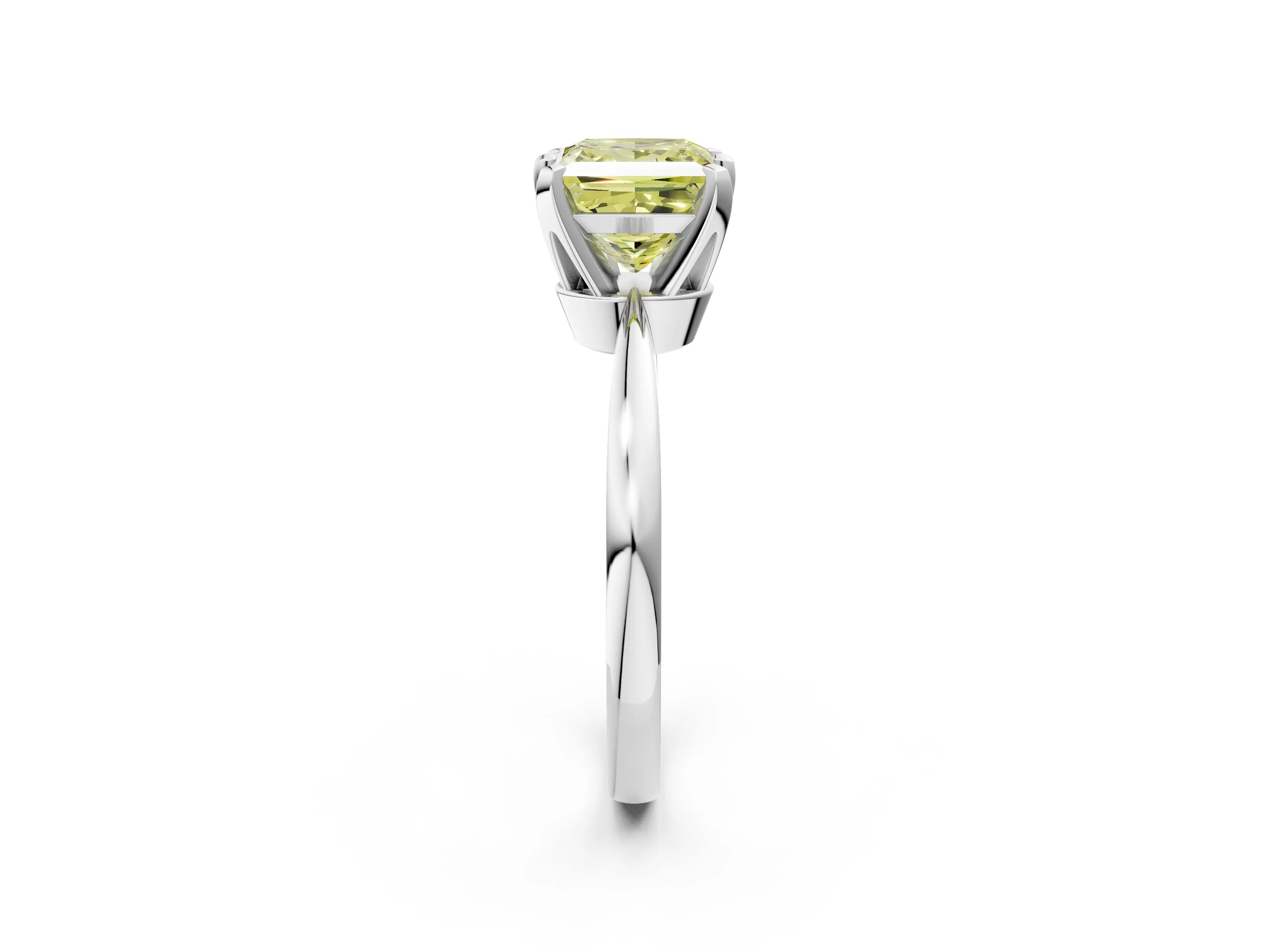 White gold Fancy Yellow Princess Cut Solitaire Engagement Ring with Six-Prong Setting and Tapered Band_2