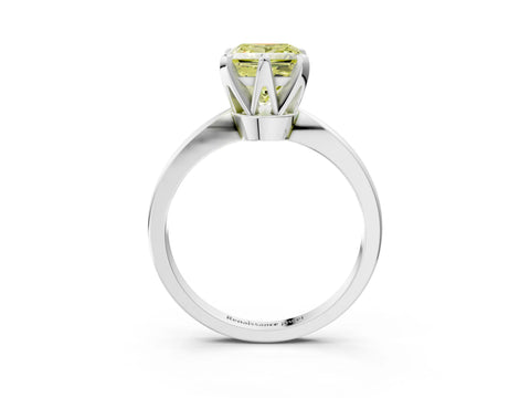 White gold Fancy Yellow Princess Cut Solitaire Engagement Ring with Six-Prong Setting and Tapered Band_3