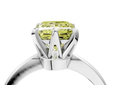 White gold Fancy Yellow Princess Cut Solitaire Engagement Ring with Six-Prong Setting and Tapered Band_4