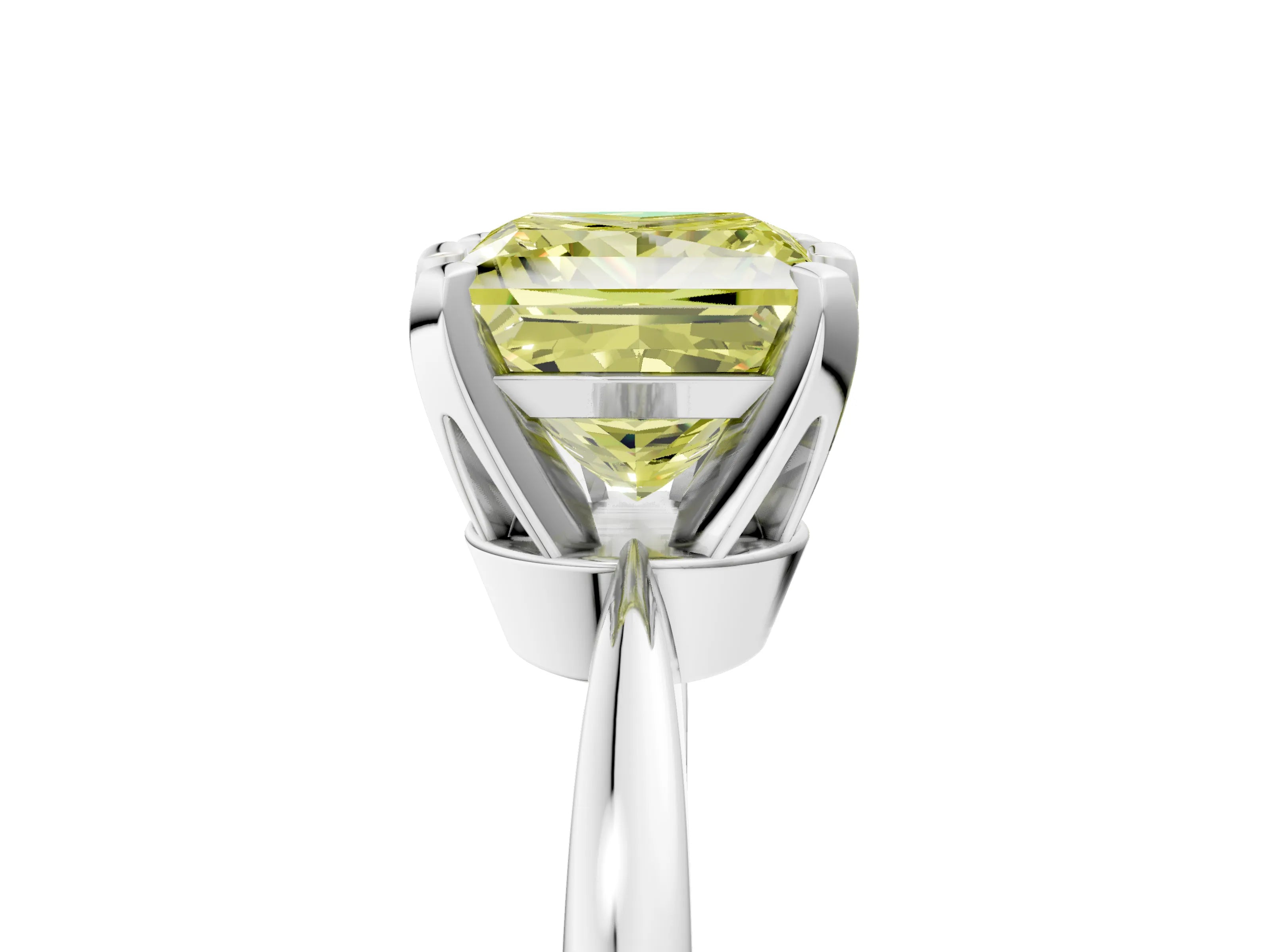 White gold Fancy Yellow Princess Cut Solitaire Engagement Ring with Six-Prong Setting and Tapered Band_5