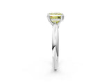 White gold Fancy Yellow Princess  Cut Solitaire Engagement Ring with Tapered Band and Four-Prong Setting 4