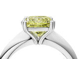 White gold Fancy Yellow Princess  Cut Solitaire Engagement Ring with Tapered Band and Four-Prong Setting
