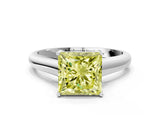 White gold Fancy Yellow Princess Cut Solitaire Engagement Ring with Tapered Band and Four-Prong Setting_15
