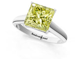 White gold Fancy Yellow Princess Cut Solitaire Engagement Ring with Tapered Band and Four-Prong Setting_16