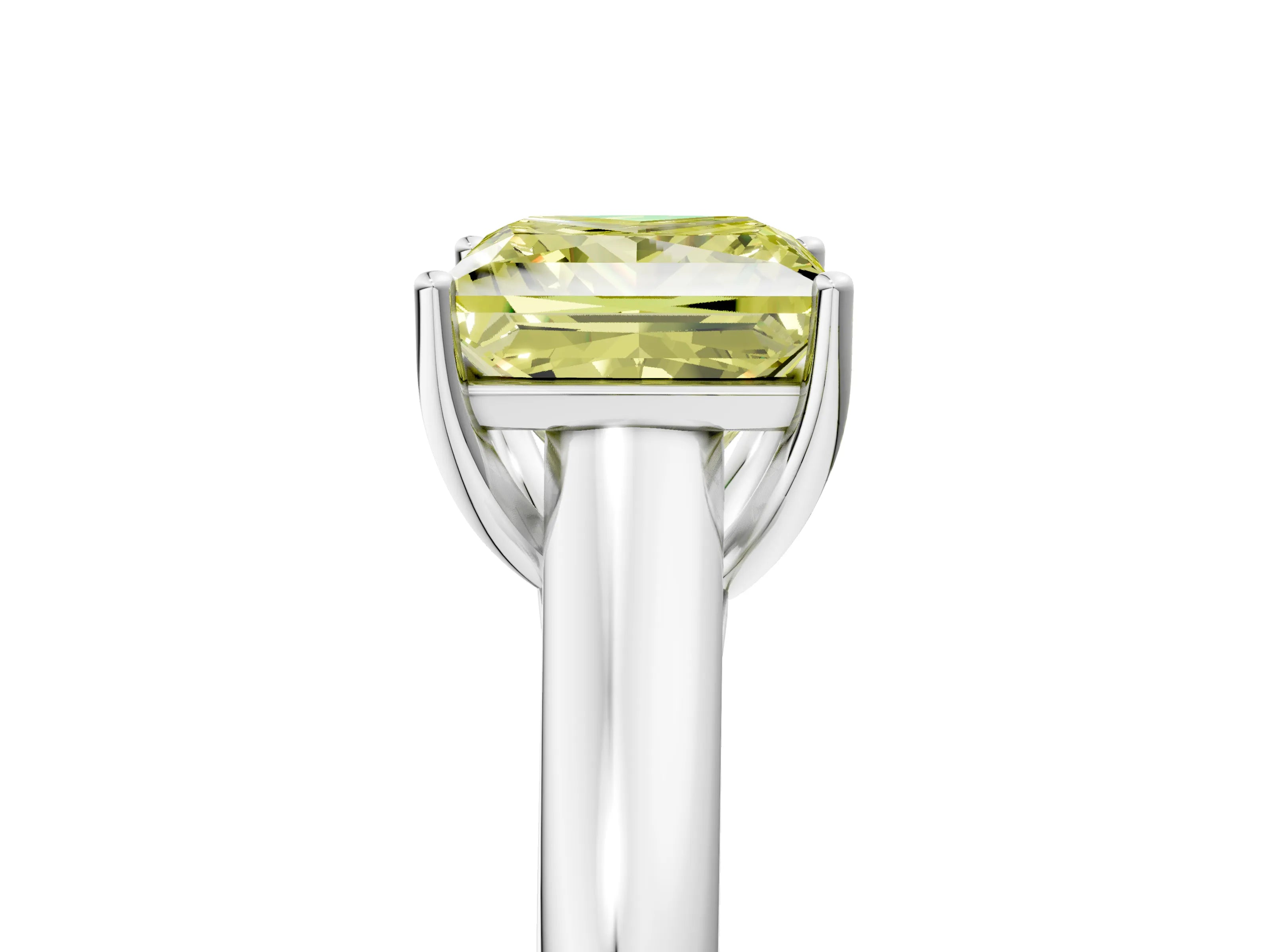 White gold Fancy Yellow Princess Cut Solitaire Engagement Ring with Tapered Band and Four-Prong Setting_20
