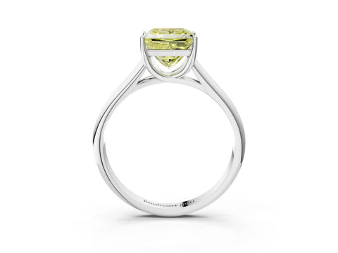 White gold Fancy Yellow Princess Cut Solitaire Engagement Ring with Tapered Band and Four-Prong Setting_6