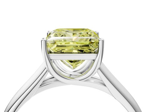White gold Fancy Yellow Princess Cut Solitaire Engagement Ring with Tapered Band and Four-Prong Setting_7