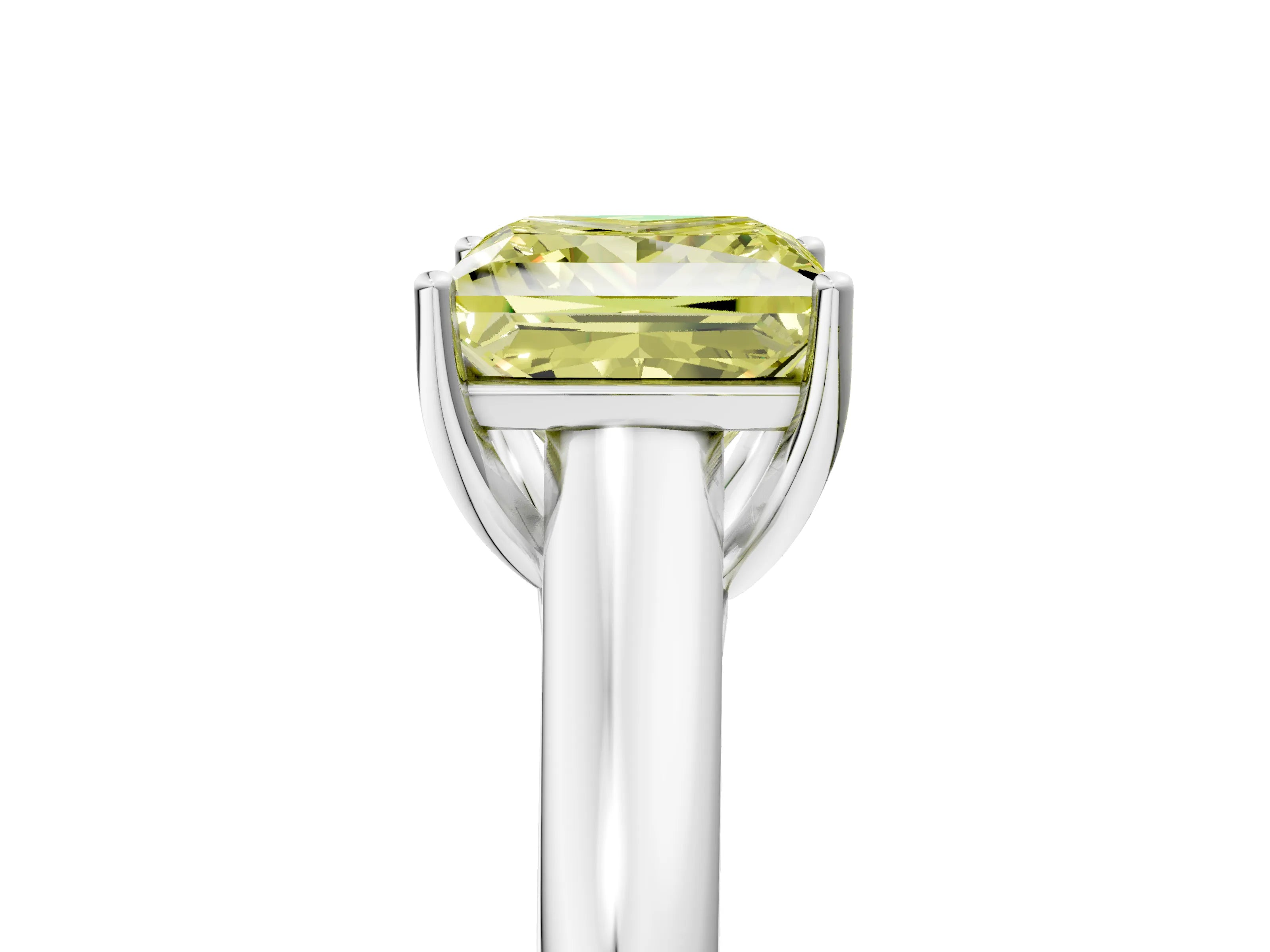 White gold Fancy Yellow Princess Cut Solitaire Engagement Ring with Tapered Band and Four-Prong Setting_8