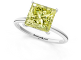 White gold Fancy Yellow Princess  Cut Solitaire Engagement Ring with Thin Band and Four-Prong Setting_4