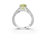 White gold Fancy Yellow Princess  Cut Solitaire Engraved Band with Four-Prong Setting_3