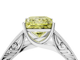 White gold Fancy Yellow Princess  Cut Solitaire Engraved Band with Four-Prong Setting_4