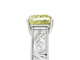 White gold Fancy Yellow Princess  Cut Solitaire Engraved Band with Four-Prong Setting_5