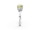 White gold Fancy Yellow Princess  Cut Solitaire Floral Diamond Ring with Four-Prong Setting_2