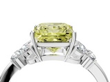 White gold Fancy Yellow Princess  Cut Solitaire Floral Diamond Ring with Four-Prong Setting_4