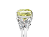 White gold Fancy Yellow Princess  Cut Solitaire Floral Diamond Ring with Four-Prong Setting_5