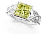 White gold Fancy Yellow Princess Cut Solitaire Intertwined Band Prong Setting Ring_1