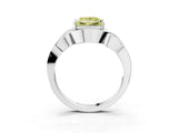 White gold Fancy Yellow Princess Cut Solitaire Intertwined Band Prong Setting Ring_3