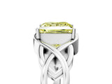 White gold Fancy Yellow Princess Cut Solitaire Intertwined Band Prong Setting Ring_5