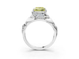 White gold Fancy Yellow Princess Cut Solitaire Leaf-Inspired Engagement Ring with Prong Setting_3