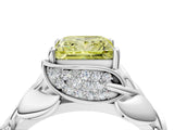 White gold Fancy Yellow Princess Cut Solitaire Leaf-Inspired Engagement Ring with Prong Setting_4