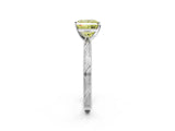 White gold Fancy Yellow Princess Cut Solitaire Milgrain Engraved Band with Four-Prong Setting_14