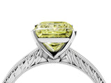 White gold Fancy Yellow Princess Cut Solitaire Milgrain Engraved Band with Four-Prong Setting_16