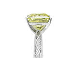 White gold Fancy Yellow Princess Cut Solitaire Milgrain Engraved Band with Four-Prong Setting_17