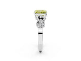 White gold Fancy Yellow Princess Cut Solitaire Milgrain Leaf Band with Prong Setting_14