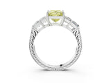 White gold Fancy Yellow Princess Cut Solitaire Princess Side Stone Engraved Band Prong Setting Ring_15