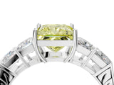 White gold Fancy Yellow Princess Cut Solitaire Princess Side Stone Engraved Band Prong Setting Ring_16