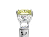 White gold Fancy Yellow Princess Cut Solitaire Princess Side Stone Engraved Band Prong Setting Ring_17