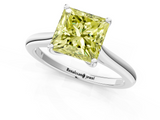 White gold Fancy Yellow Princess  Cut Solitaire Ring with Cathedral Band and Four-Prong Setting_1