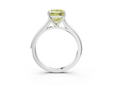 White gold Fancy Yellow Princess  Cut Solitaire Ring with Cathedral Band and Four-Prong Setting_3