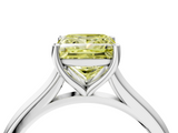 White gold Fancy Yellow Princess  Cut Solitaire Ring with Cathedral Band and Four-Prong Setting_4