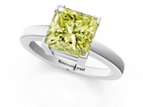 White gold Fancy Yellow Princess  Cut Solitaire Ring with Four-Prong Setting and Classic Band_1