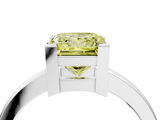 White gold Fancy Yellow Princess  Cut Solitaire Ring with Four-Prong Setting and Classic Band_4