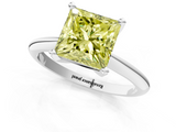 White gold Fancy Yellow Princess  Cut Solitaire Ring with Four-Prong Setting on a Classic Band_1