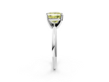 White gold Fancy Yellow Princess  Cut Solitaire Ring with Four-Prong Setting on a Classic Band_2