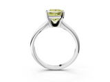 White gold Fancy Yellow Princess  Cut Solitaire Ring with Four-Prong Setting on a Classic Band_3