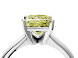 White gold Fancy Yellow Princess  Cut Solitaire Ring with Four-Prong Setting on a Classic Band_4