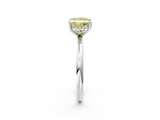 White gold Fancy Yellow Princess  Cut Solitaire Ring with Thin Band and Four-Prong Setting_2
