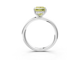 White gold Fancy Yellow Princess  Cut Solitaire Ring with Thin Band and Four-Prong Setting_3