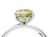 White gold Fancy Yellow Princess  Cut Solitaire Ring with Thin Band and Four-Prong Setting_4
