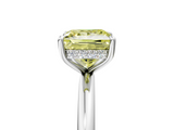 White gold Fancy Yellow Princess  Cut Solitaire Ring with Thin Band and Four-Prong Setting_5