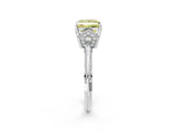 White gold Fancy Yellow Princess Cut Solitaire Split Shank Pave Diamond Engagement Ring with Four-Prong Setting_26