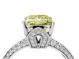 White gold Fancy Yellow Princess Cut Solitaire Split Shank Pave Diamond Engagement Ring with Four-Prong Setting_28