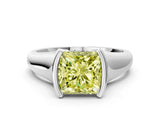 White gold Fancy Yellow Princess Cut Solitaire Tension Set Diamond Ring with Split Shank Band_24