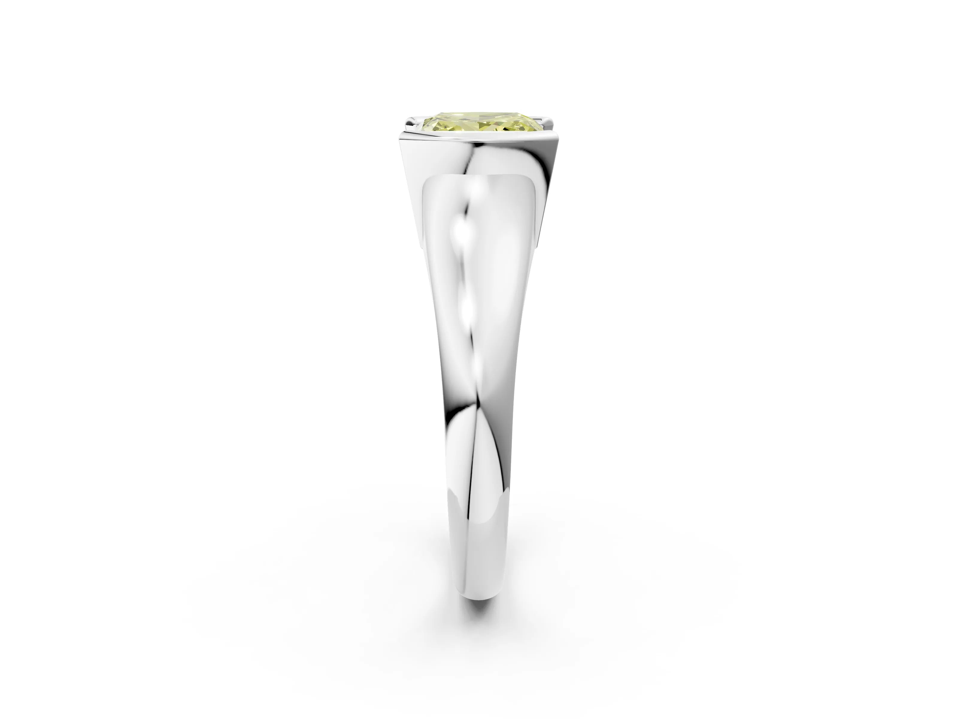 White gold Fancy Yellow Princess Cut Solitaire Tension Set Diamond Ring with Split Shank Band_26