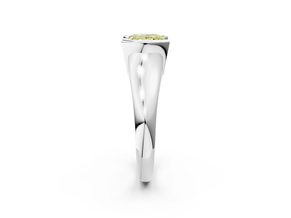 Platinum Fancy Yellow Princess Cut Solitaire Tension Set Diamond Ring with Split Shank Band